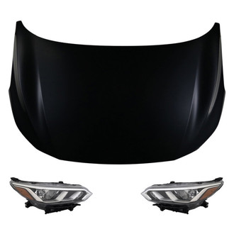Replace® - 3-Piece Kit (Driver and Passenger Side Headlights, Hood Panel) (CAPA Certified)