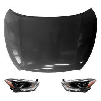 Replace® - 3-Piece Kit (Driver and Passenger Side Headlights, Hood Panel) (CAPA Certified)