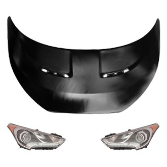Replace® - 3-Piece Kit (Driver and Passenger Side Headlights, Hood Panel) (CAPA Certified)