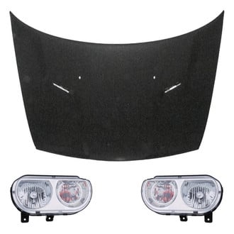 Replace® - 3-Piece Kit (Driver and Passenger Side Headlights, Hood Panel) (CAPA Certified)