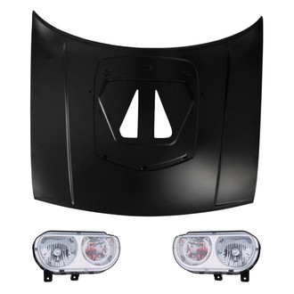 Replace® - 3-Piece Kit (Driver and Passenger Side Headlights, Hood Panel) (CAPA Certified)