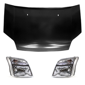 Replace® - 3-Piece Kit (Driver and Passenger Side Headlights, Hood Panel) (CAPA Certified)