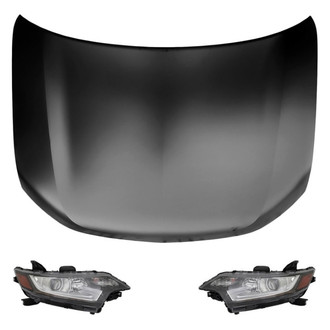 Replace® BNDL-215287 - 3-Piece Kit (Driver and Passenger Side Headlights, Hood Panel) (CAPA Certified)