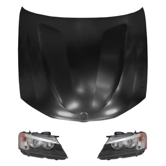 Replace® - 3-Piece Kit (Driver and Passenger Side Headlights, Hood Panel) (CAPA Certified)
