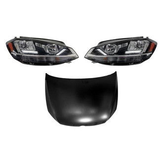 Replace® BNDL-215307 - 3-Piece Kit (Driver and Passenger Side Headlights, Hood Panel) (CAPA Certified)