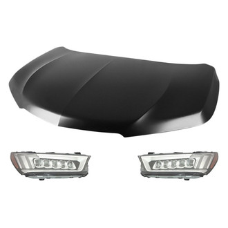 Replace® BNDL-215313 - 3-Piece Kit (Driver and Passenger Side Headlights, Hood Panel) (CAPA Certified)