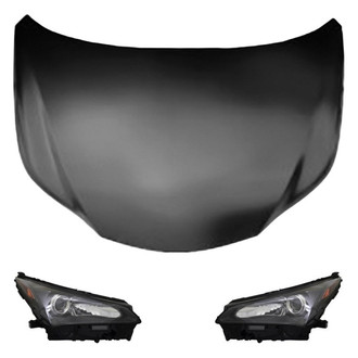 Replace® - 3-Piece Kit (Driver and Passenger Side Headlights, Hood Panel) (CAPA Certified)