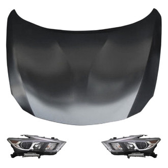 Replace® - 3-Piece Kit (Driver and Passenger Side Headlights, Hood Panel) (CAPA Certified)