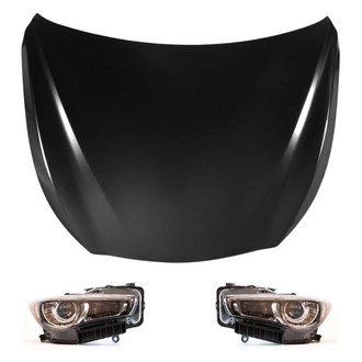 Replace® - 3-Piece Kit (Driver and Passenger Side Headlights, Hood Panel) (CAPA Certified)