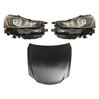 Replace® - 3-Piece Kit (Driver and Passenger Side Headlights, Hood Panel) (CAPA Certified)