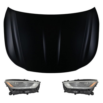 Replace® - 3-Piece Kit (Driver and Passenger Side Headlights, Hood Panel)