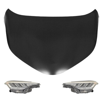 Replace® - 3-Piece Kit (Driver and Passenger Side Headlights, Hood Panel)