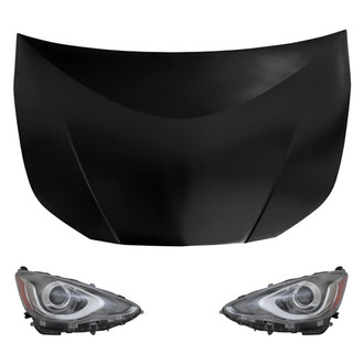 Replace® - 3-Piece Kit (Driver and Passenger Side Headlights, Hood Panel) (CAPA Certified)