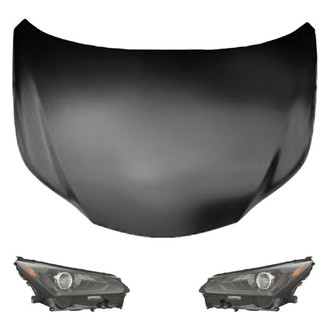 Replace® - 3-Piece Kit (Driver and Passenger Side Headlights, Hood Panel) (CAPA Certified)