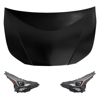 Replace® - 3-Piece Kit (Driver and Passenger Side Headlights, Hood Panel) (CAPA Certified)