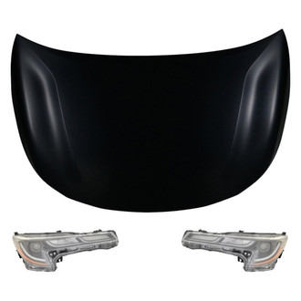 Replace® - 3-Piece Kit (Driver and Passenger Side Headlights, Hood Panel) (CAPA Certified)