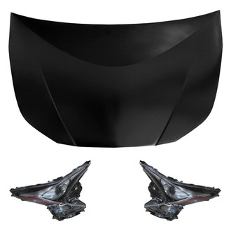 Replace® - 3-Piece Kit (Driver and Passenger Side Headlights, Hood Panel) (CAPA Certified)