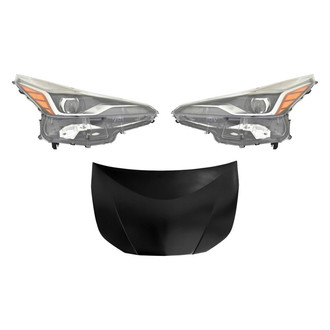 Replace® - 3-Piece Kit (Driver and Passenger Side Headlights, Hood Panel) (CAPA Certified)