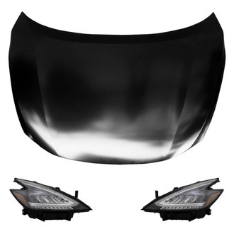 Replace® - 3-Piece Kit (Driver and Passenger Side Headlights, Hood Panel)