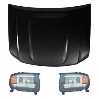 Replace® - 3-Piece Kit (Driver and Passenger Side Headlights, Hood Panel) (CAPA Certified)