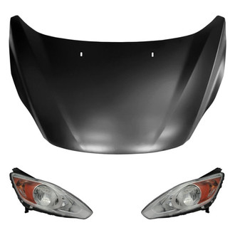 Replace® - 3-Piece Kit (Driver and Passenger Side Headlights, Hood Panel) (CAPA Certified)