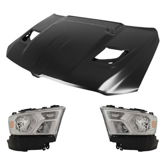 Replace® - 3-Piece Kit (Driver and Passenger Side Headlights, Hood Panel) (CAPA Certified)