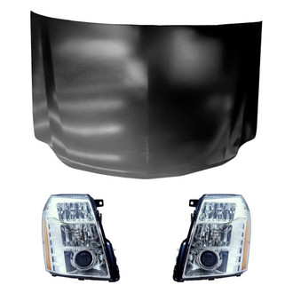 Replace® - 3-Piece Kit (Driver and Passenger Side Headlights, Hood Panel)