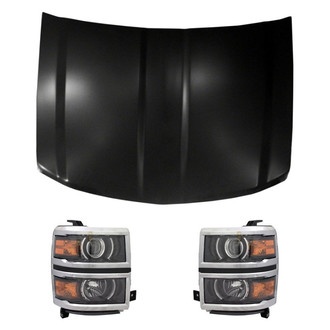 Replace® - 3-Piece Kit (Driver and Passenger Side Headlights, Hood Panel) (CAPA Certified)