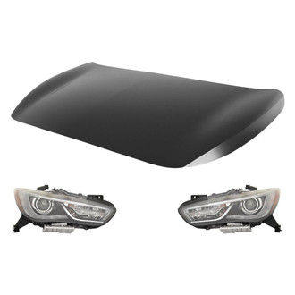 Replace® BNDL-215410 - 3-Piece Kit (Driver and Passenger Side Headlights, Hood Panel) (CAPA Certified)
