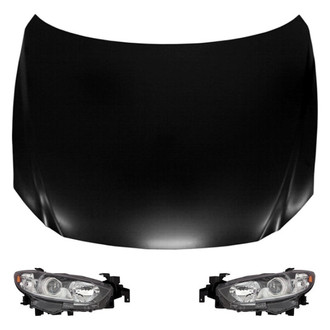 Replace® - 3-Piece Kit (Driver and Passenger Side Headlights, Hood Panel) (CAPA Certified)