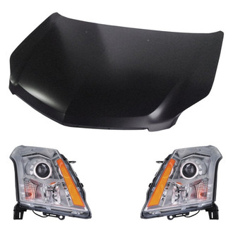 Replace® - 3-Piece Kit (Driver and Passenger Side Headlights, Hood Panel) (CAPA Certified)