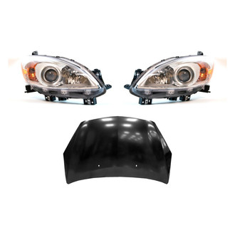 Replace® - 3-Piece Kit (Driver and Passenger Side Headlights, Hood Panel) (CAPA Certified)