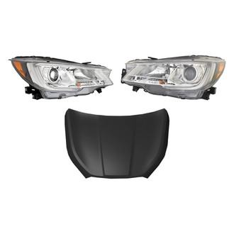 Replace® - 3-Piece Kit (Driver and Passenger Side Headlights, Hood Panel) (CAPA Certified)