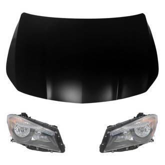 Replace® - 3-Piece Kit (Driver and Passenger Side Headlights, Hood Panel) (CAPA Certified)