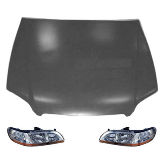 Replace® - 3-Piece Kit (Driver and Passenger Side Headlights, Hood Panel)