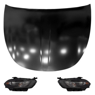 Replace® - 3-Piece Kit (Driver and Passenger Side Headlight Lenses and Housings, Hood Panel) (Standard Line)