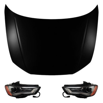 Replace® - 3-Piece Kit (Driver and Passenger Side Headlight Lenses and Housings, Hood Panel) (Standard Line)