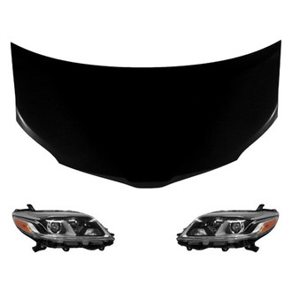 Replace® - 3-Piece Kit (Driver and Passenger Side Headlight Lenses and Housings, Hood Panel) (Standard Line)