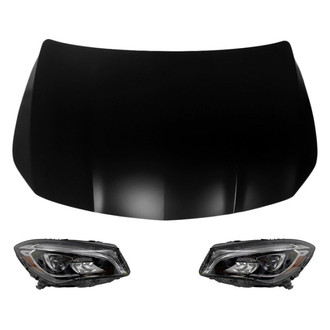 Replace® - 3-Piece Kit (Driver and Passenger Side Headlight Lenses and Housings, Hood Panel) (Standard Line)