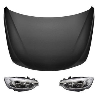 Replace® - 3-Piece Kit (Driver and Passenger Side Headlight Lenses and Housings, Hood Panel) (Standard Line)