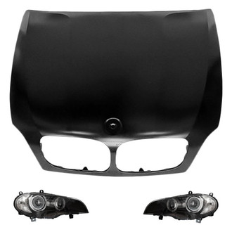 Replace® - 3-Piece Kit (Driver and Passenger Side Headlight Lenses and Housings, Hood Panel) (Standard Line)