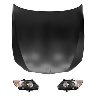 Replace® - 3-Piece Kit (Driver and Passenger Side Headlight Lenses and Housings, Hood Panel) (Standard Line)