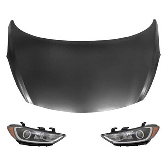 Replace® - 3-Piece Kit (Driver and Passenger Side Headlights, Hood Panel) (Standard Line)