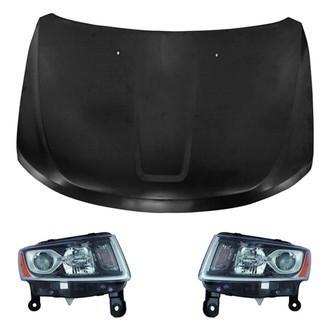 Replace® BNDL-215575 - 3-Piece Kit (Driver and Passenger Side Headlights, Hood Panel) (Standard Line)