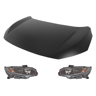 Replace® - 3-Piece Kit (Driver and Passenger Side Headlights, Hood Panel) (Standard Line)