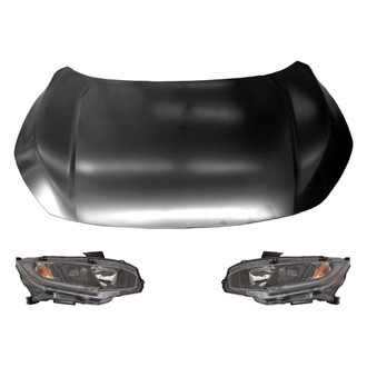 Replace® - 3-Piece Kit (Driver and Passenger Side Headlights, Hood Panel) (Standard Line)