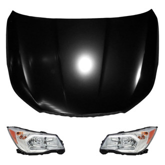 Replace® BNDL-215595 - 3-Piece Kit (Driver and Passenger Side Headlights, Hood Panel) (Standard Line)