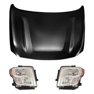 Replace® BNDL-215596 - 3-Piece Kit (Driver and Passenger Side Headlights, Hood Panel) (Standard Line)