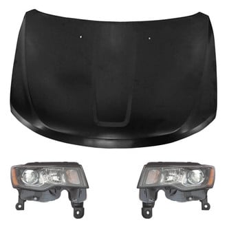Replace® - 3-Piece Kit (Driver and Passenger Side Headlights, Hood Panel) (Standard Line)