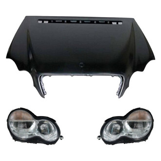 Replace® - 3-Piece Kit (Driver and Passenger Side Headlights, Hood Panel) (Standard Line)